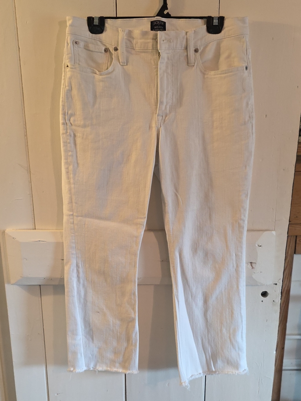 J. Crew White Straight-Leg Women’s Jeans with Raw Hem
